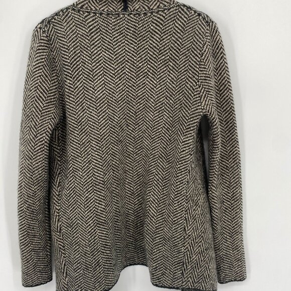 ZARA KNIT HOUNDS TOOTH PONCHO SHAWL OPEN FRONT CARDIGAN WOOL BLEND SIZE MEDIUM - Picture 4 of 4